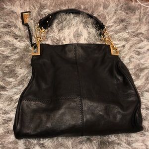 Badgley Mischka Emily Black Leather Handbag